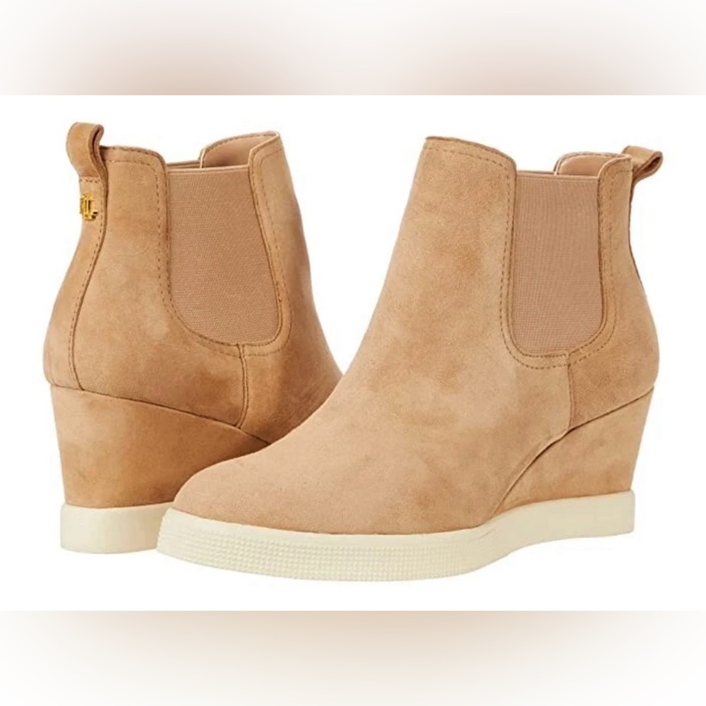 👟🤎 NEW Lauren Ralph Lauren Reade Wedge Sneaker Booties – Women’s Size 8